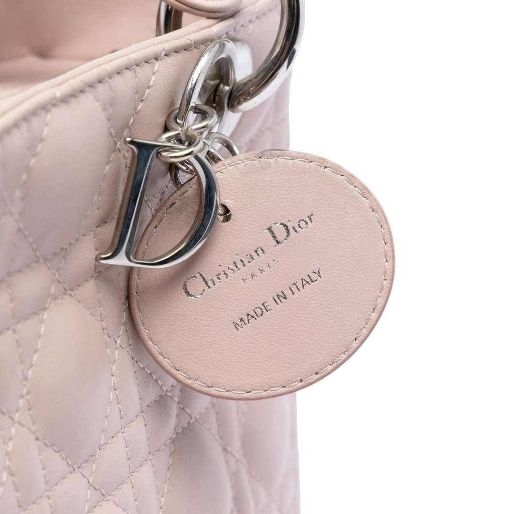Dior Medium Lambskin Cannage Lady Dior Pink Leather Very good condition - Box View