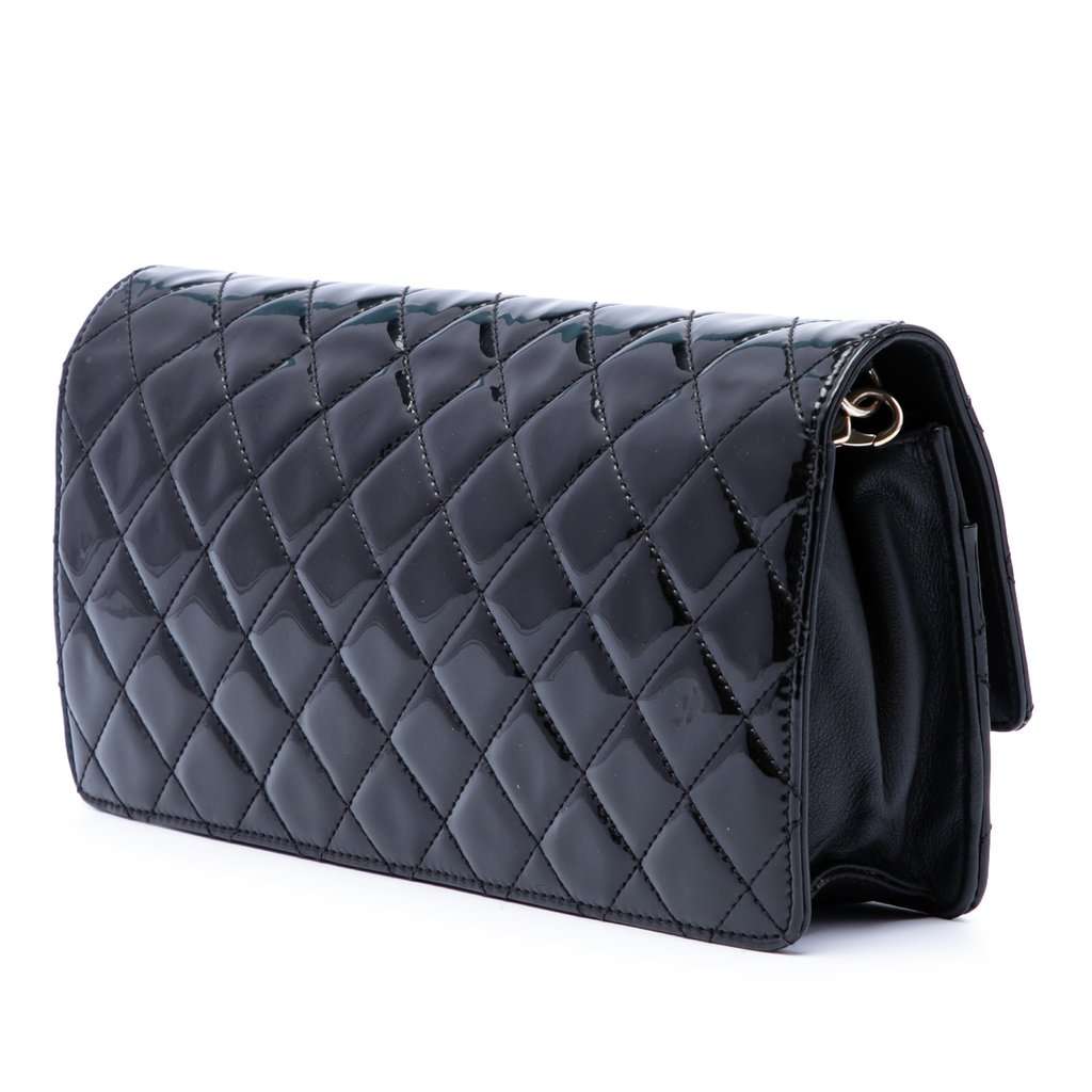 Chanel Quilted Patent Golden Class East West Wallet on Chain Black Leather Very good condition - Back View