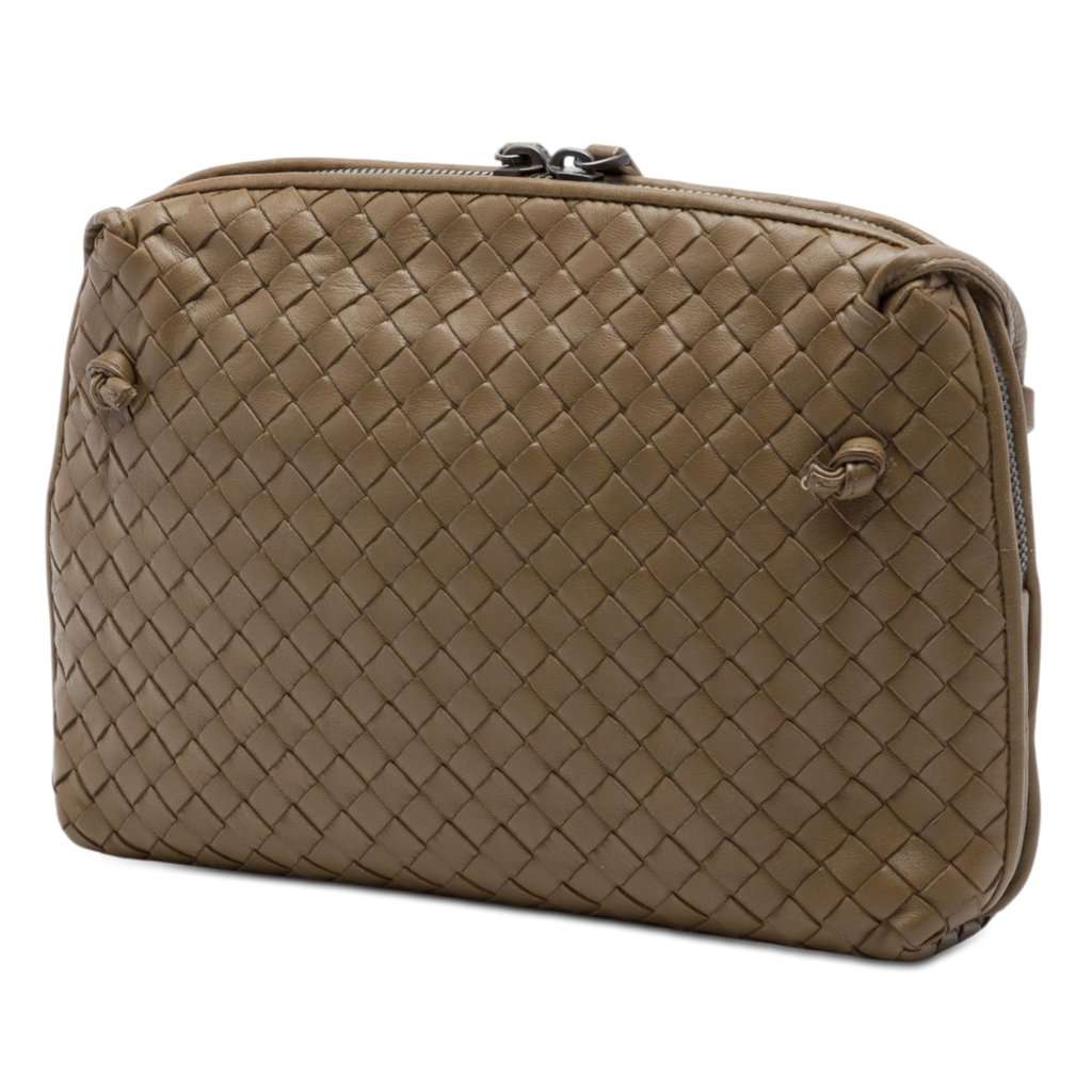 Bottega Veneta Nappa Intrecciato Nodini Crossbody Brown Leather Very good - Back View