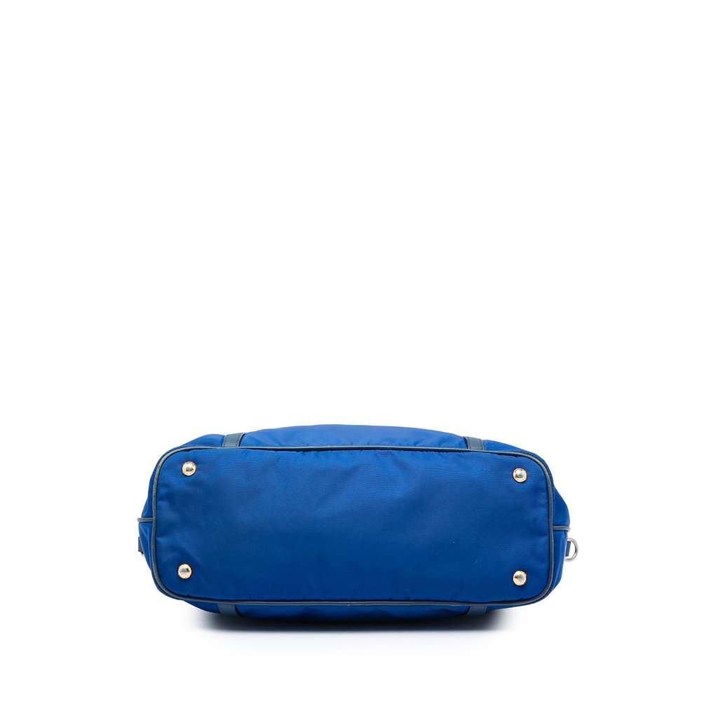 Prada Saffiano Trimmed Tessuto Zip Top Convertible Tote Blue Very good - Inside View