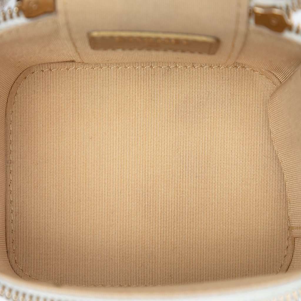 Chanel Mini Quilted Lambskin Pearl Crush Vanity Case With Chain White Leather Very good condition - Model View
