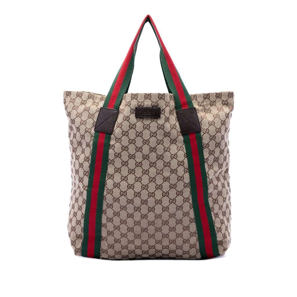 Gucci GG Canvas Web Tote Beige Very good condition - Front View