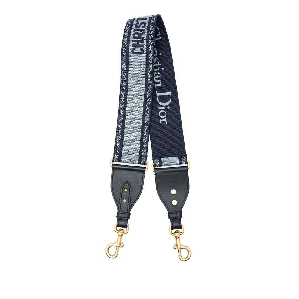 Dior Embroidered Canvas Bag Strap Blue Very good - Inside View