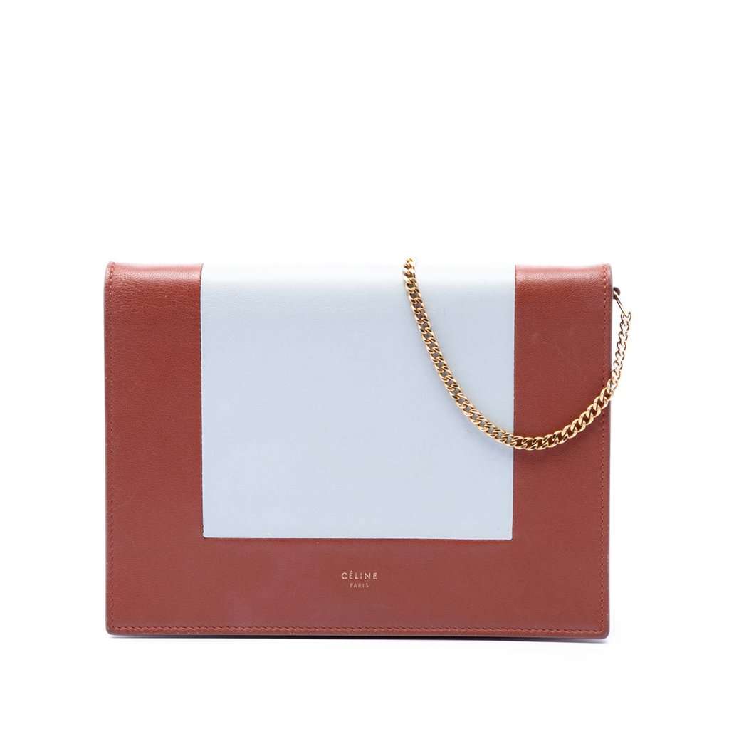 Celine Leather Frame Wallet on Chain Brown Leather Very good condition - Front View