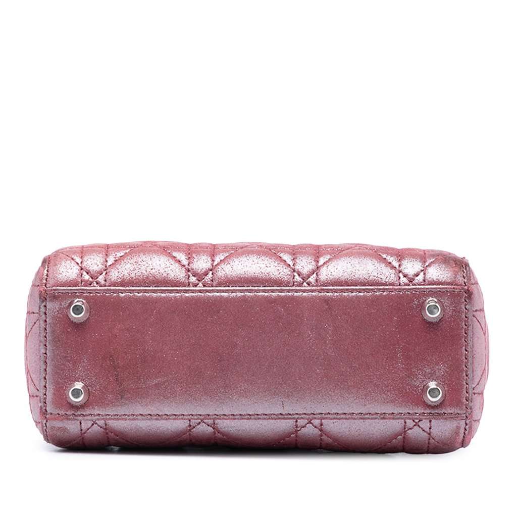 Dior Mini Iridescent Lambskin Cannage Lady Dior Pink Leather Very good condition - Inside View