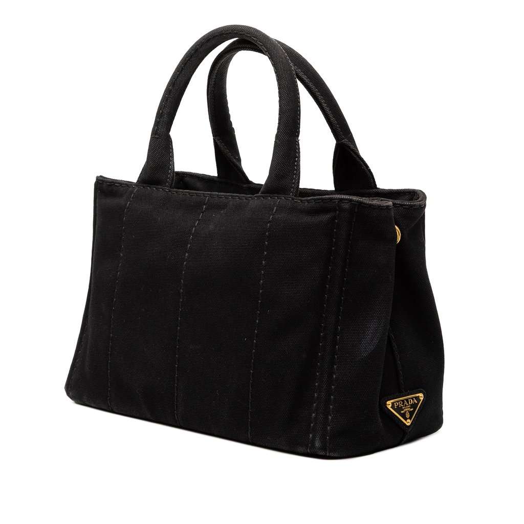 Prada Small Canvas Canapa Logo Satchel Black Very good condition - Back View