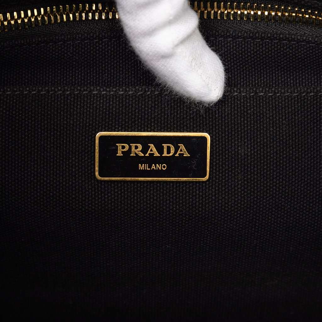 Prada Small Canvas Canapa Logo Satchel Black Very good condition - Box View