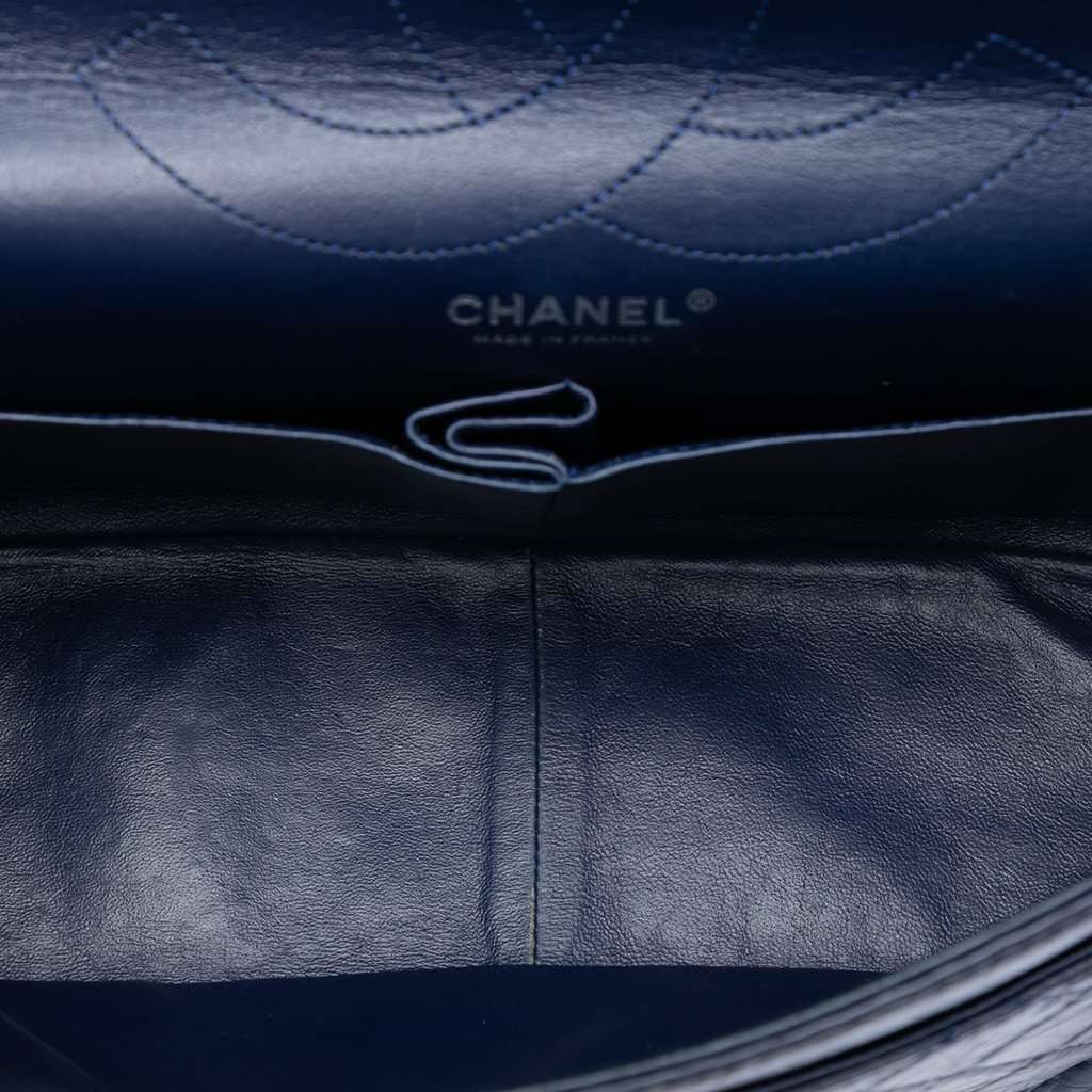 Chanel Quilted Aged Calfskin Reissue 2.55 Double Flap 227 Blue Leather Very good condition - Model View