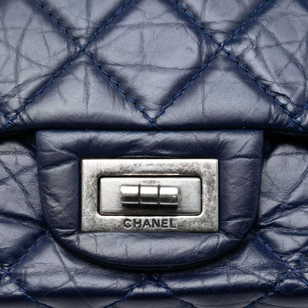 Chanel Quilted Aged Calfskin Reissue 2.55 Double Flap 227 Blue Leather Very good condition - Box View