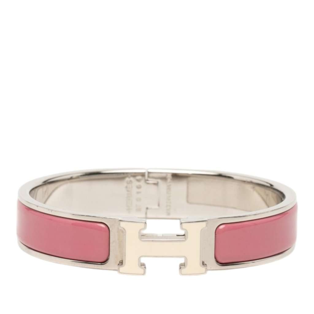 Hermès Narrow Enamel Clic H Bracelet PM Pink Very good condition - Front View