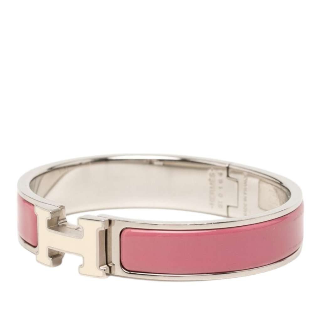 Hermès Narrow Enamel Clic H Bracelet PM Pink Very good condition - Back View