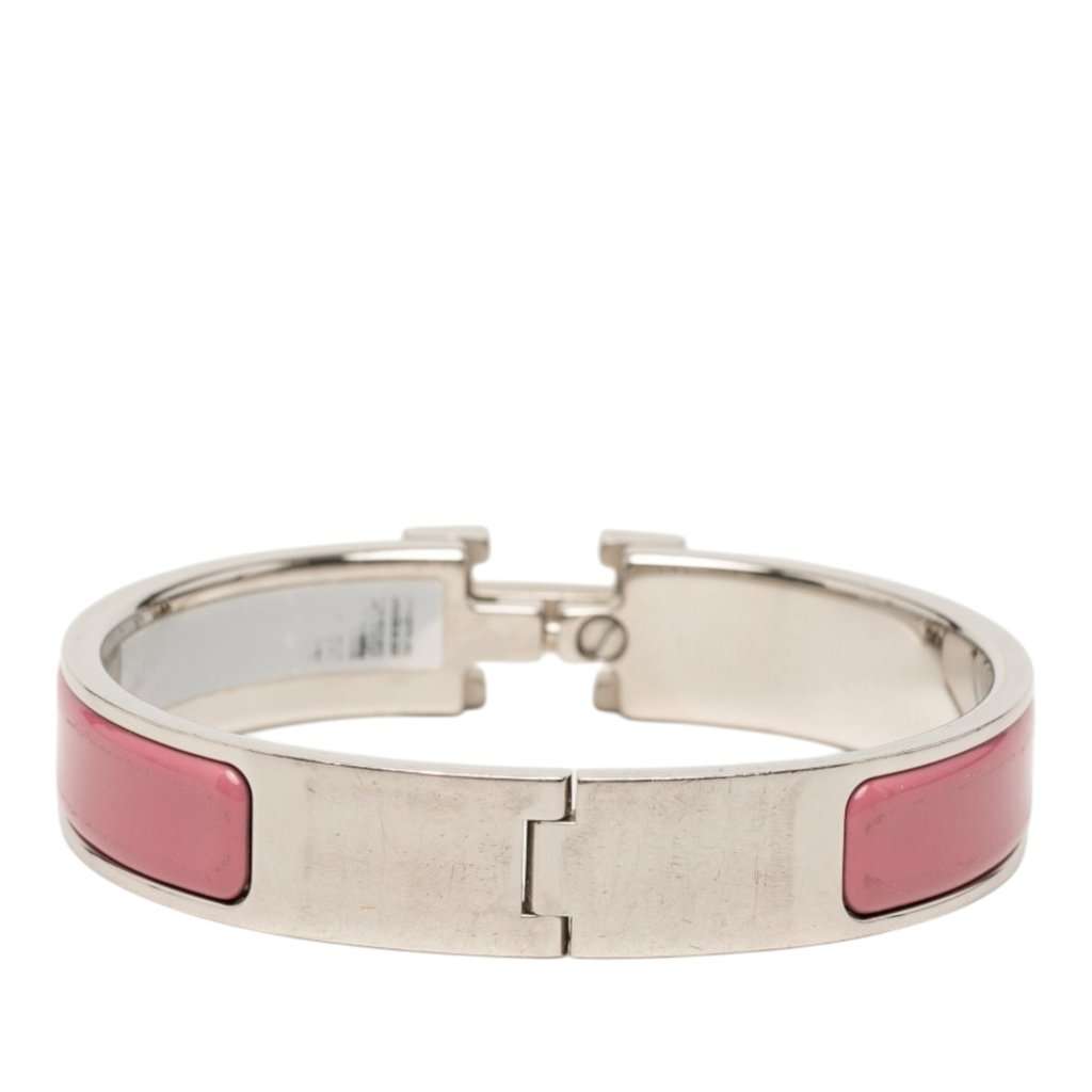 Hermès Narrow Enamel Clic H Bracelet PM Pink Very good condition - Inside View