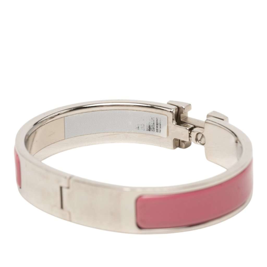 Hermès Narrow Enamel Clic H Bracelet PM Pink Very good condition - Model View