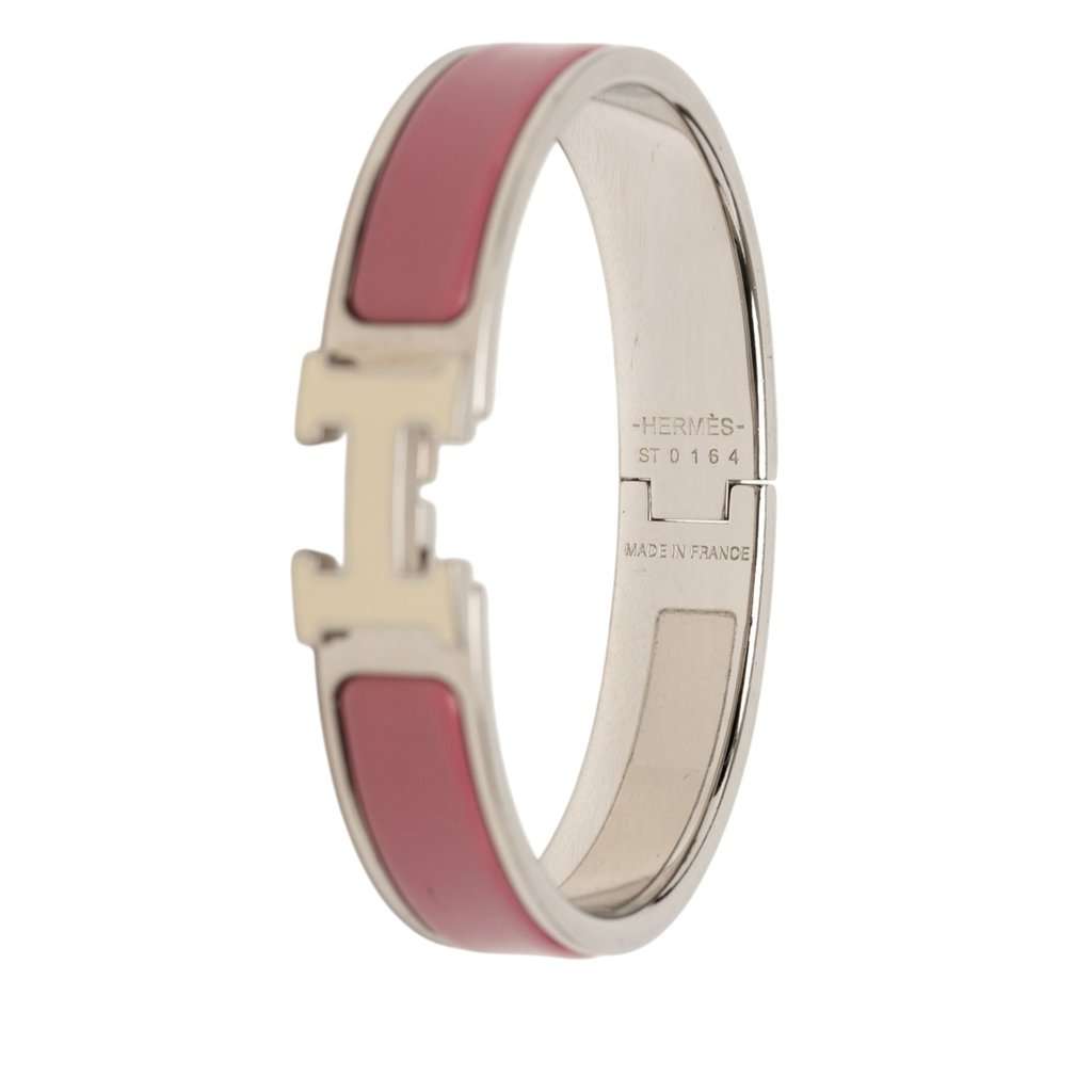 Hermès Narrow Enamel Clic H Bracelet PM Pink Very good condition - Box View
