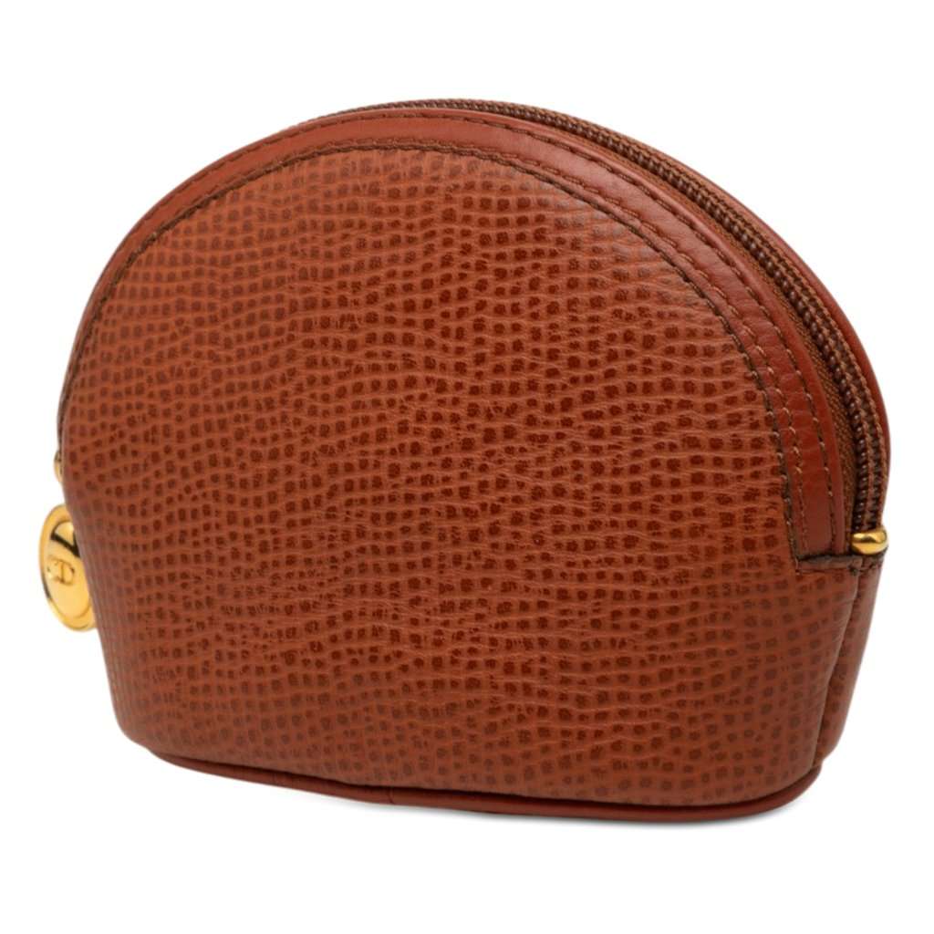 Dior Grained Leather CD Logo Coin Pouch Brown Leather Very good condition - Back View