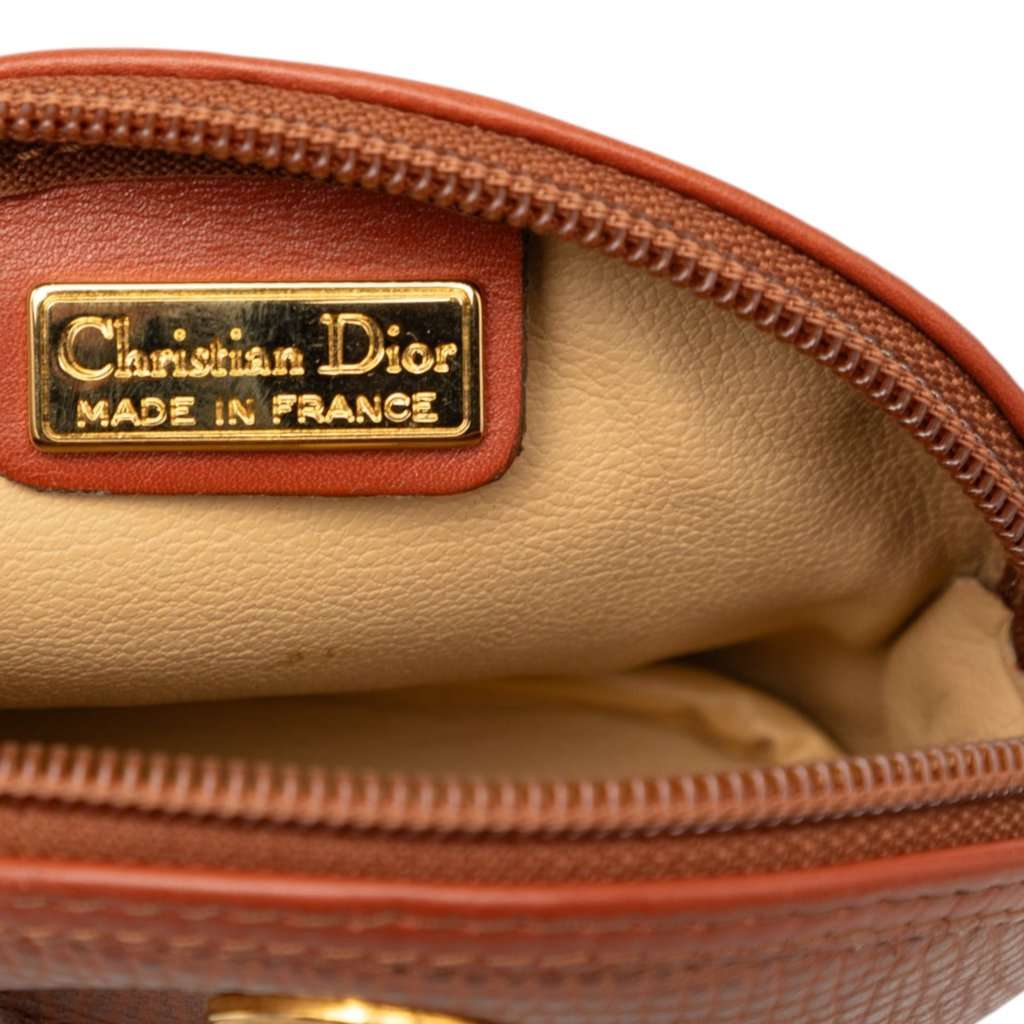 Dior Grained Leather CD Logo Coin Pouch Brown Leather Very good condition - Box View