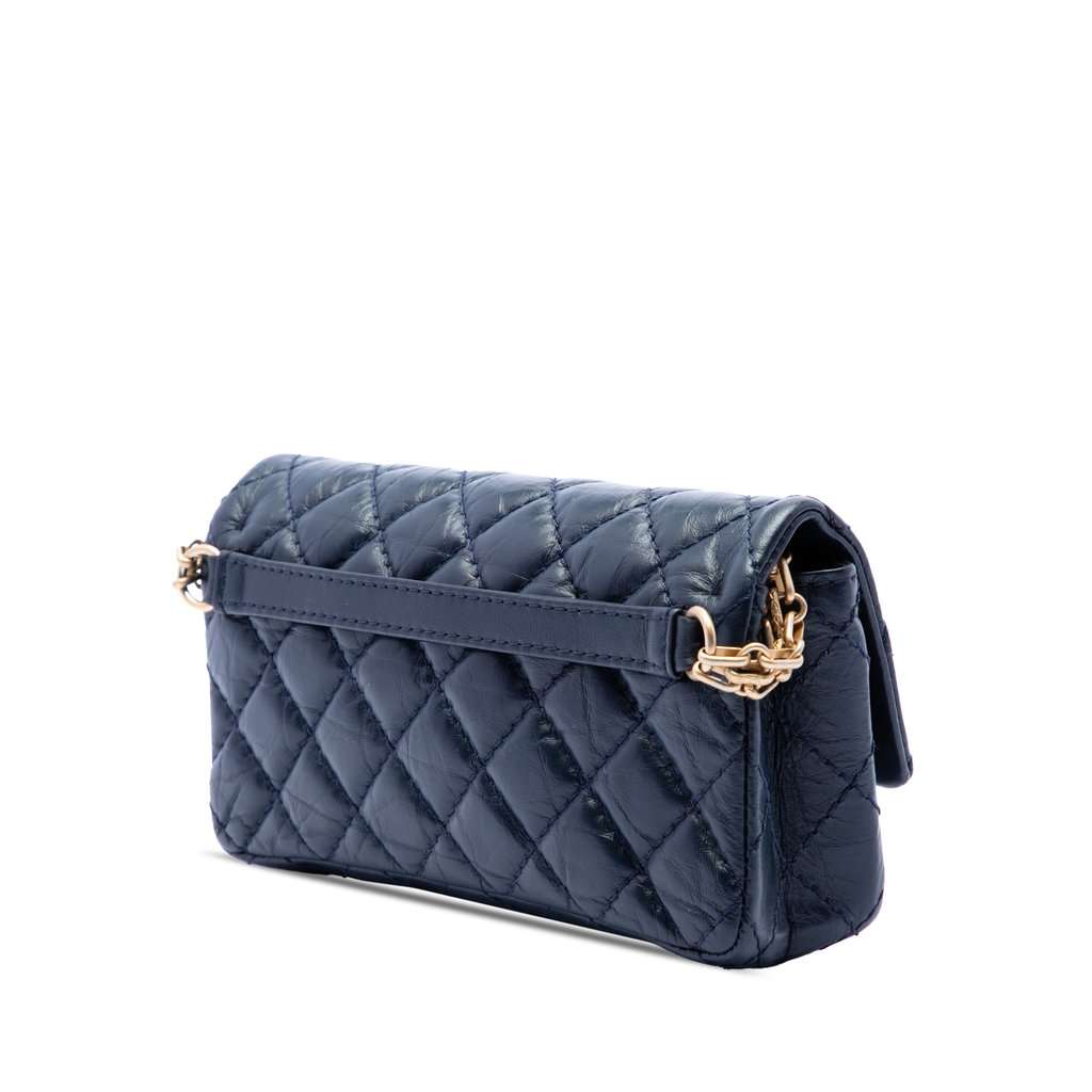 Chanel Quilted Aged Calfskin Reissue 2.55 Belt Bag Blue Leather Very good condition - Back View