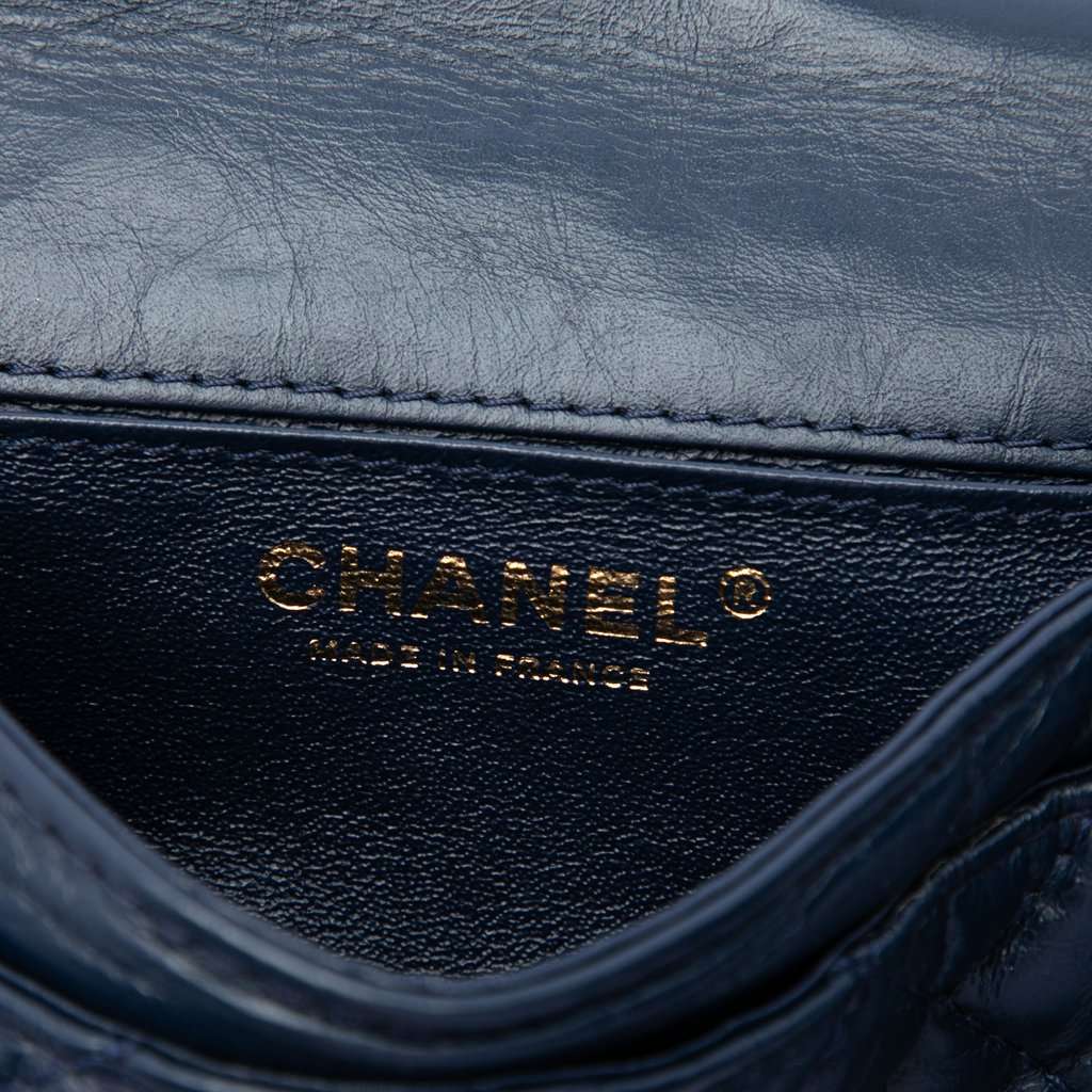 Chanel Quilted Aged Calfskin Reissue 2.55 Belt Bag Blue Leather Very good condition - Box View