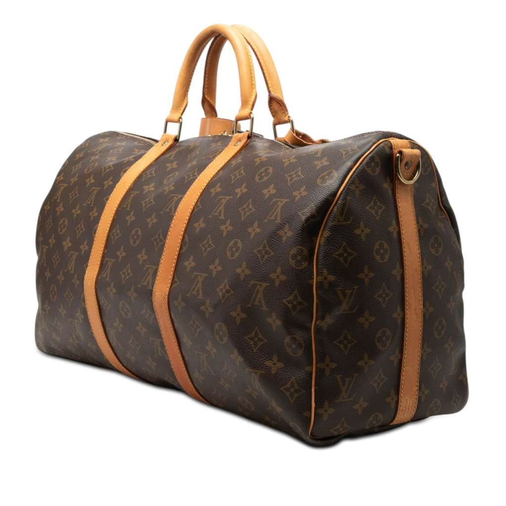 Louis Vuitton Monogram Keepall Bandouliere 50 Brown Good condition - Back View