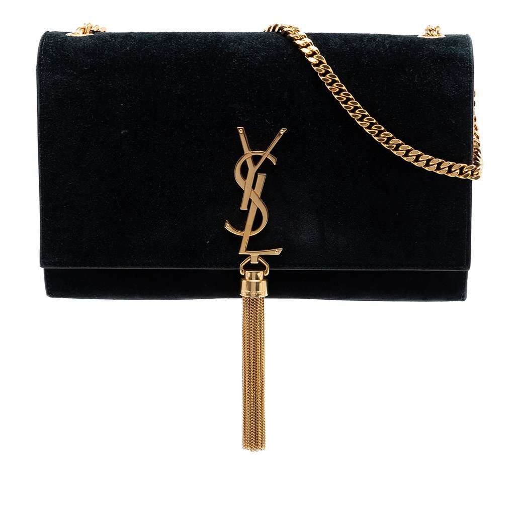 Saint Laurent Medium Suede Monogram Kate Tassel Crossbody Black Leather Very good condition - Front View