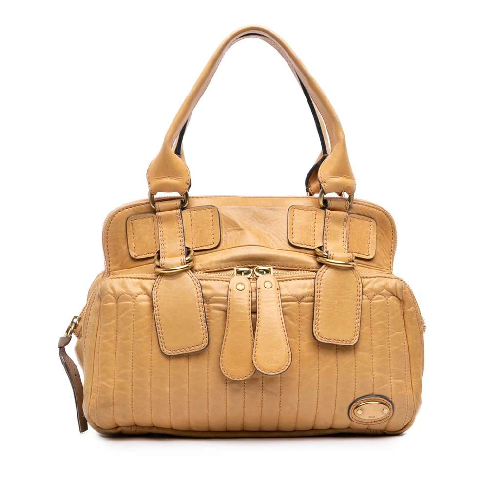 Chloé Quilted Calfskin Bay Tote Brown Leather Very good - Front View