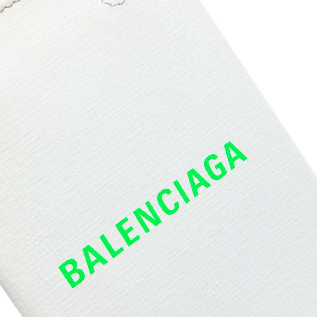 Balenciaga Mini Calfskin Logo Shopping Phone Holder White Leather Very good condition - Box View