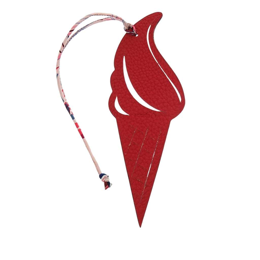 Hermès Epsom and Togo Petit H Ice Cream Key Chain and Bag Charm Red Leather Very good - Front View