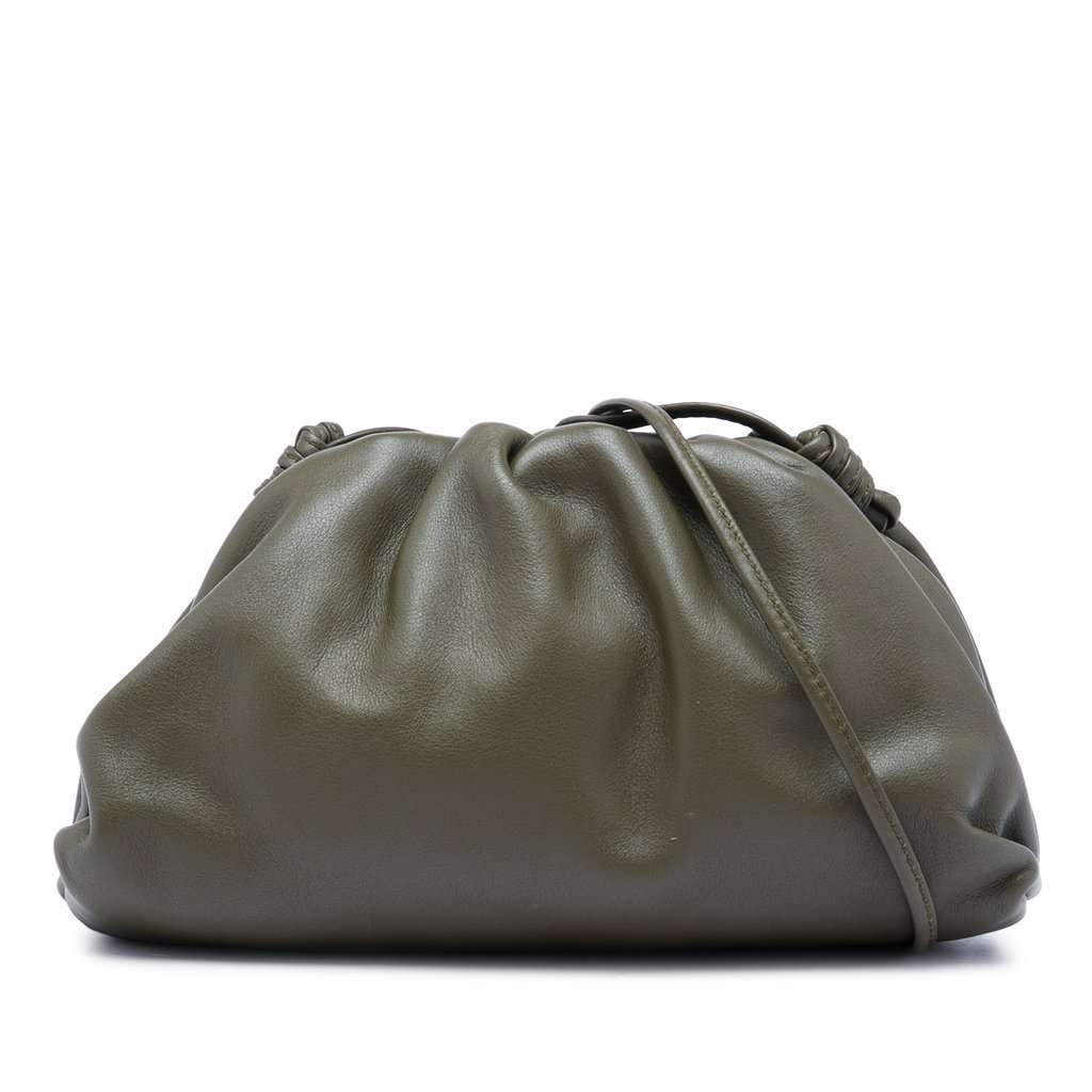 Bottega Veneta Lambskin The Mini Pouch Crossbody Brown Leather Very good - Front View