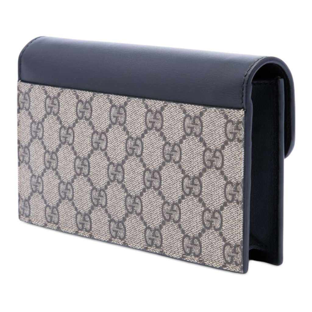 Gucci GG Supreme Peony Pearly Wallet On Chain Beige Very good - Back View