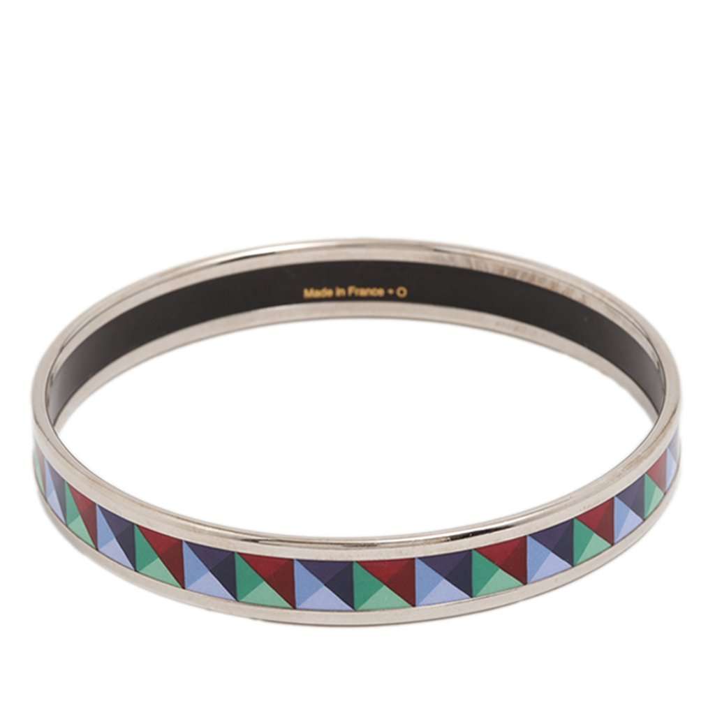 Hermès Narrow Enamel Clous de Trompe Bangle 65 MultiColor Very good condition - Back View