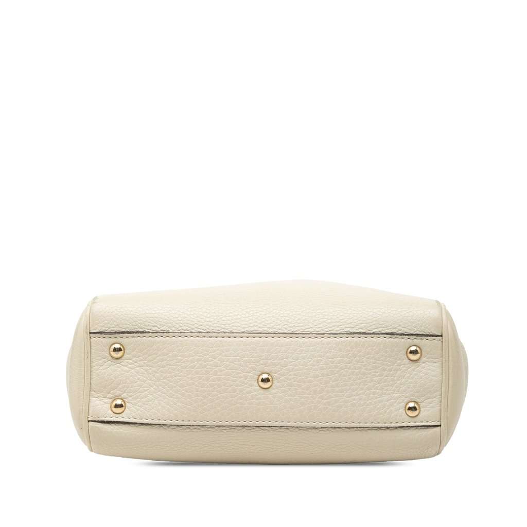 Gucci Mini Calfskin Bamboo Shopper Satchel White Leather Very good condition - Inside View