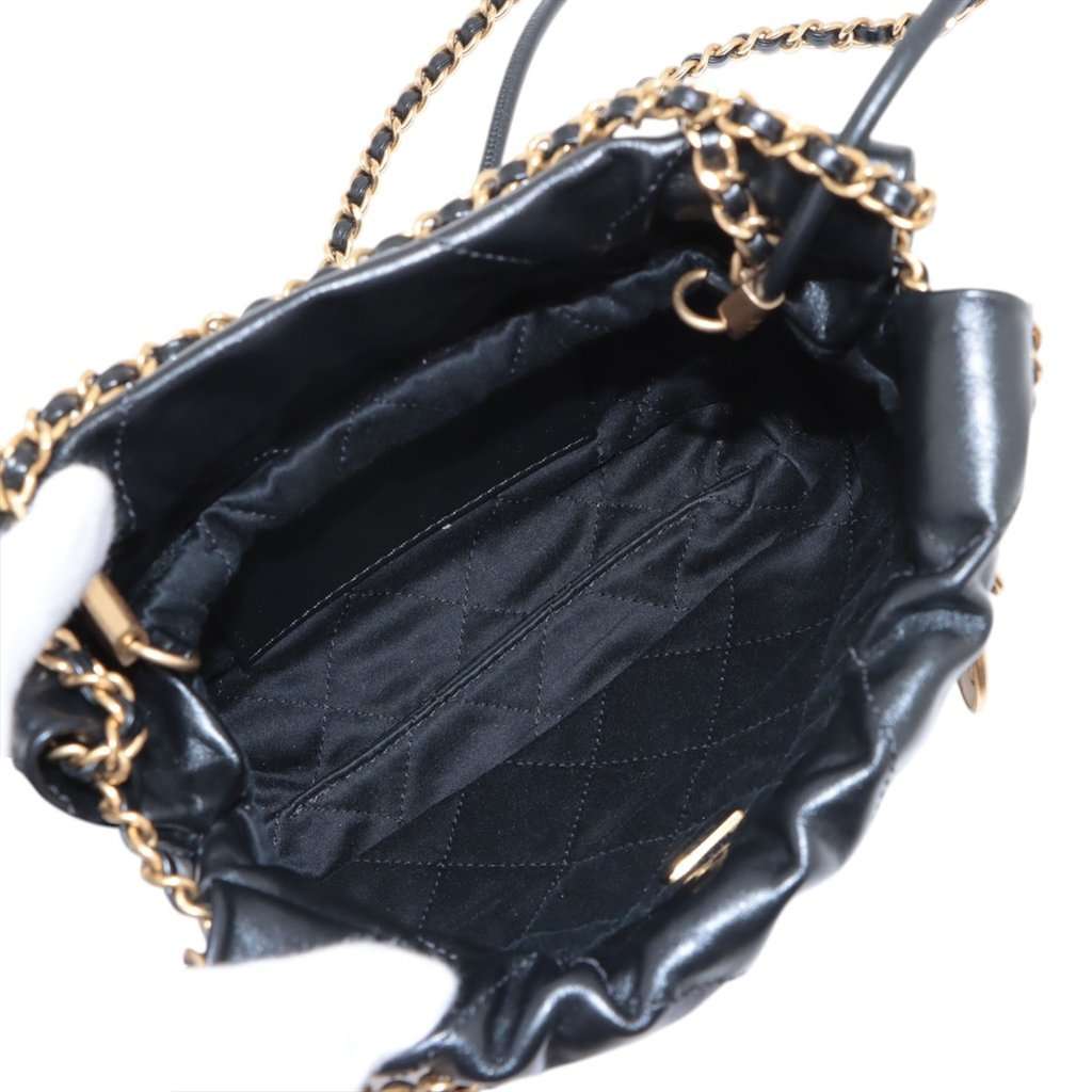 Chanel Mini Shiny Calfskin 22 Handbag Black Leather Very good condition - Inside View