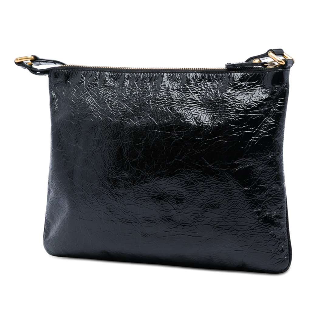 Fendi Crinkled Patent Crossbody Black Leather Very good condition - Back View