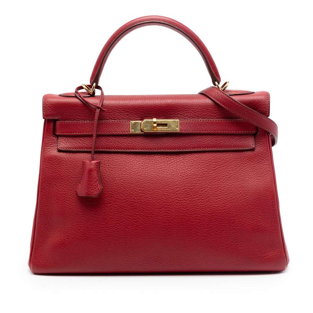Hermès Clemence Kelly II Retourne 32 Red Leather Very good condition - Front View