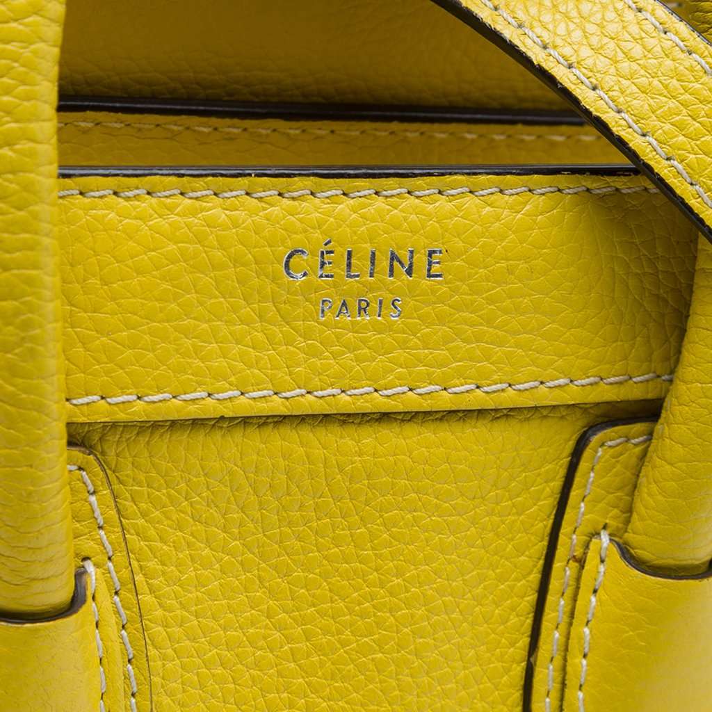 Celine Nano Grained Calfskin Luggage Tote Yellow Leather Very good - Box View