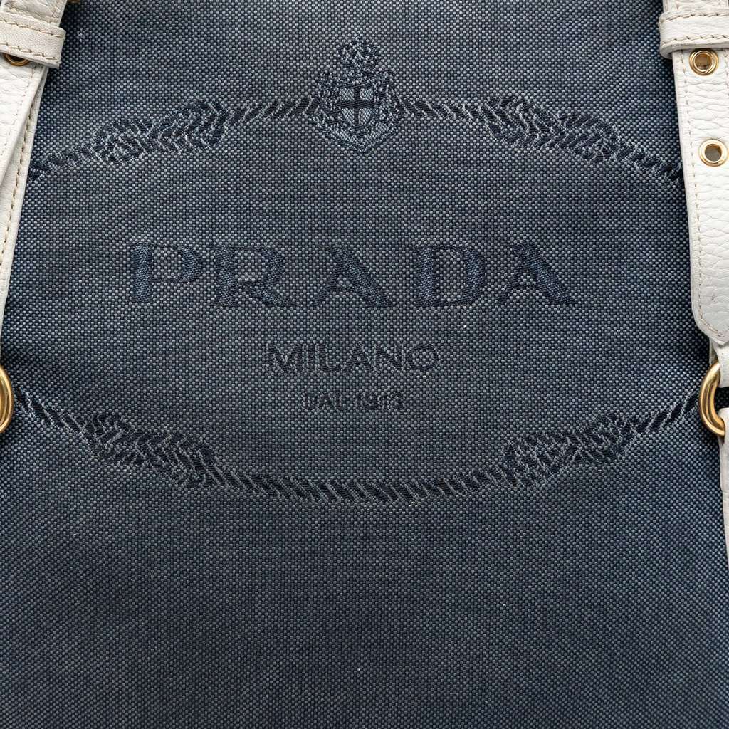 Prada Canvas Canapa Logo Satchel Blue Good condition - Box View