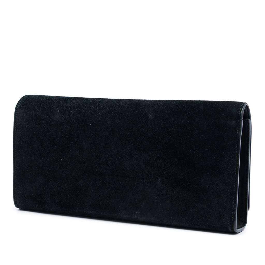 Saint Laurent Suede Monogram Kate Tassel Clutch Black Leather Very good - Back View