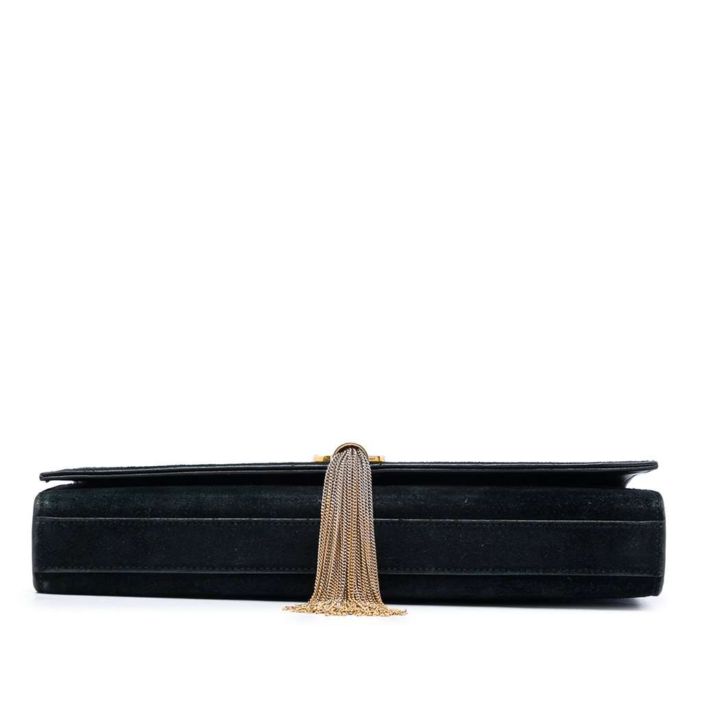 Saint Laurent Suede Monogram Kate Tassel Clutch Black Leather Very good - Inside View