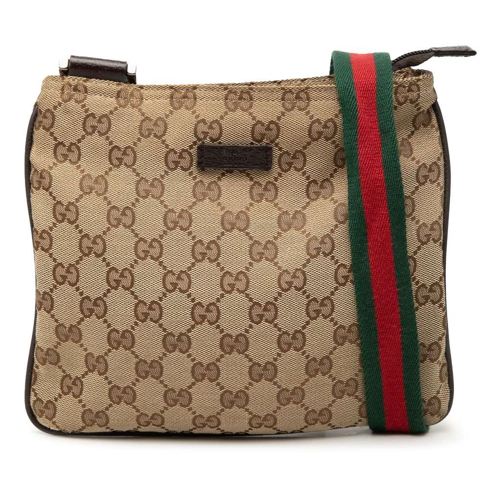 Gucci GG Canvas Web Crossbody Beige Very good condition - Front View
