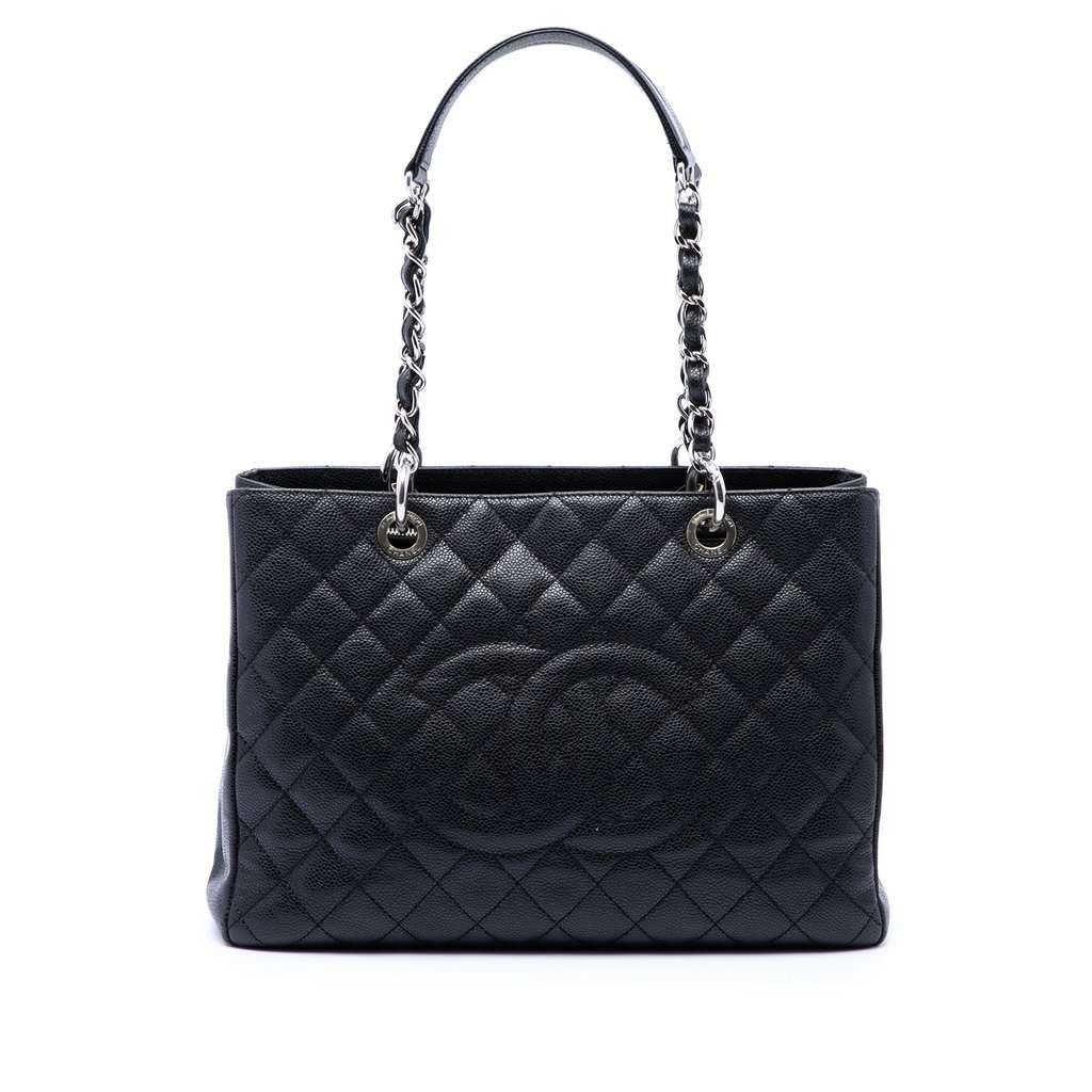 Chanel Caviar Grand Shopping Tote Black Leather Very good condition - Front View