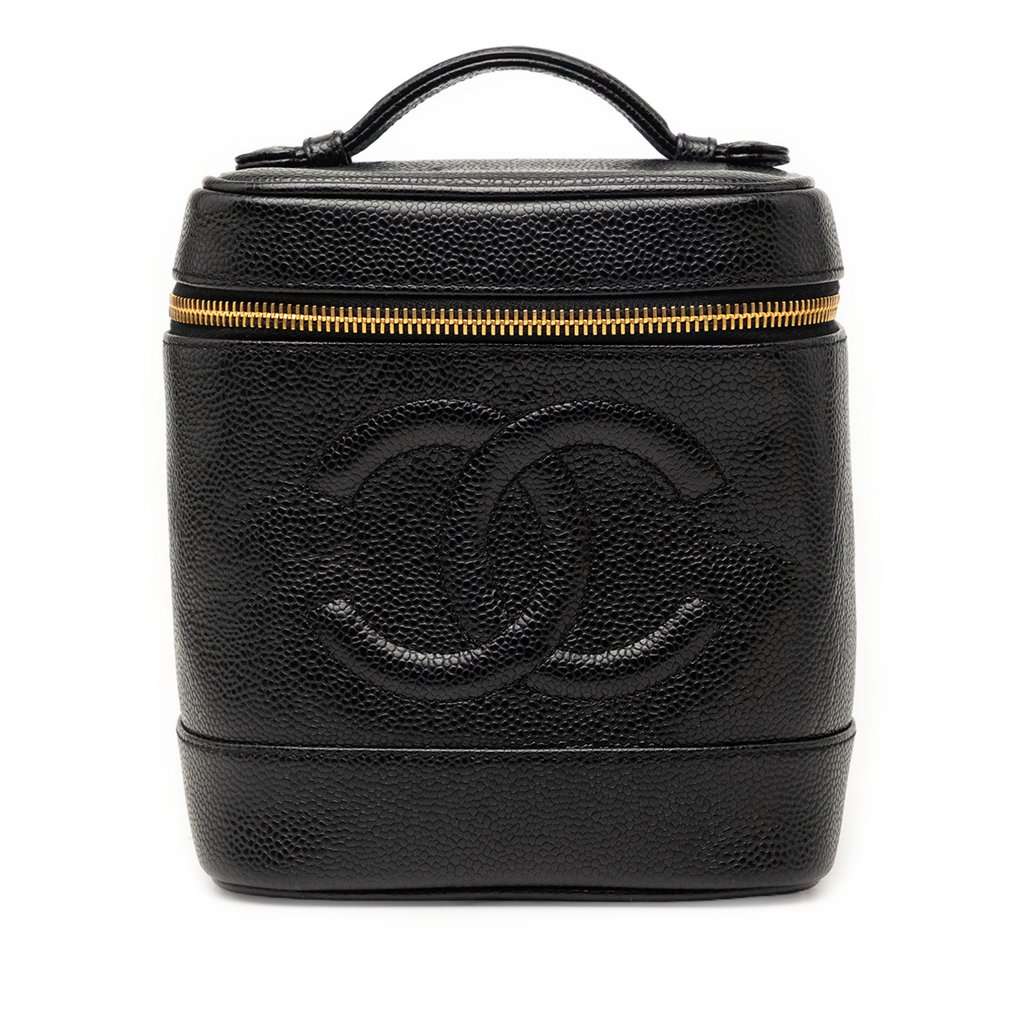 Chanel CC Caviar Vanity Bag Black Leather Very good - Front View
