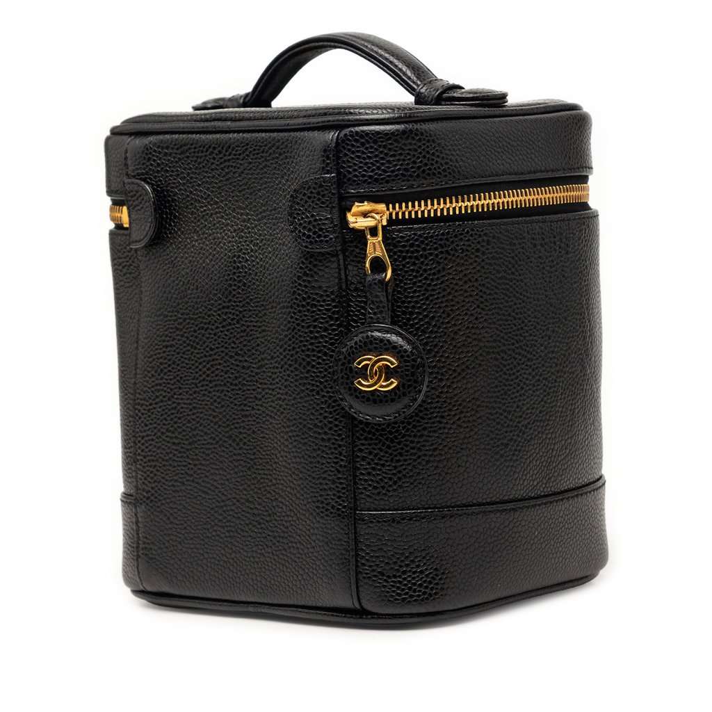 Chanel CC Caviar Vanity Bag Black Leather Very good - Back View