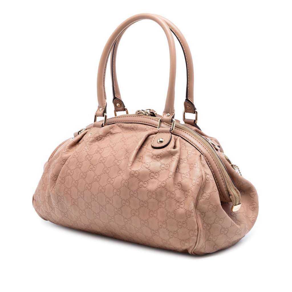 Gucci Guccissima Sukey Satchel Pink Leather Very good condition - Back View