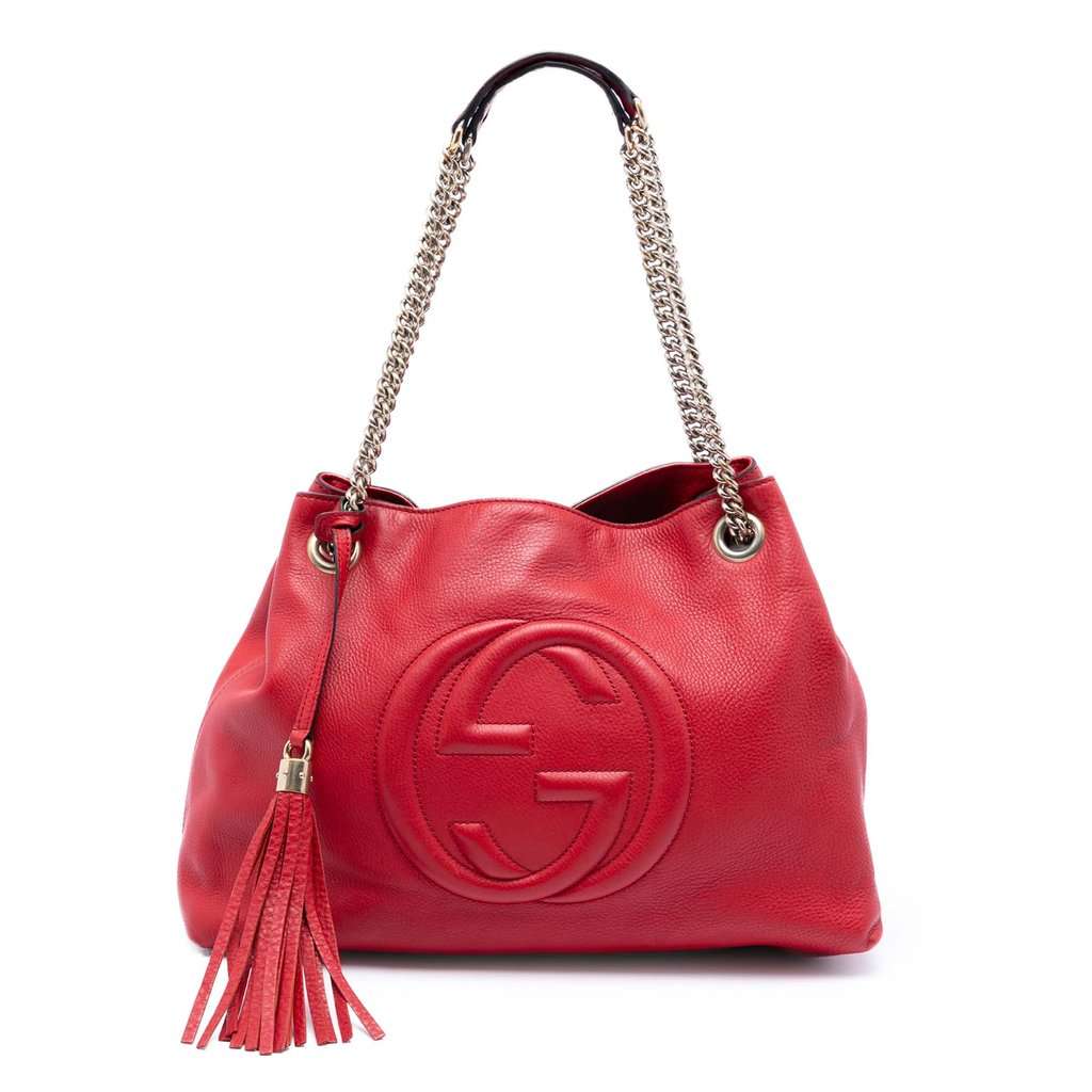 Gucci Medium Calfskin Soho Chain Tote Red Leather Very good condition - Front View