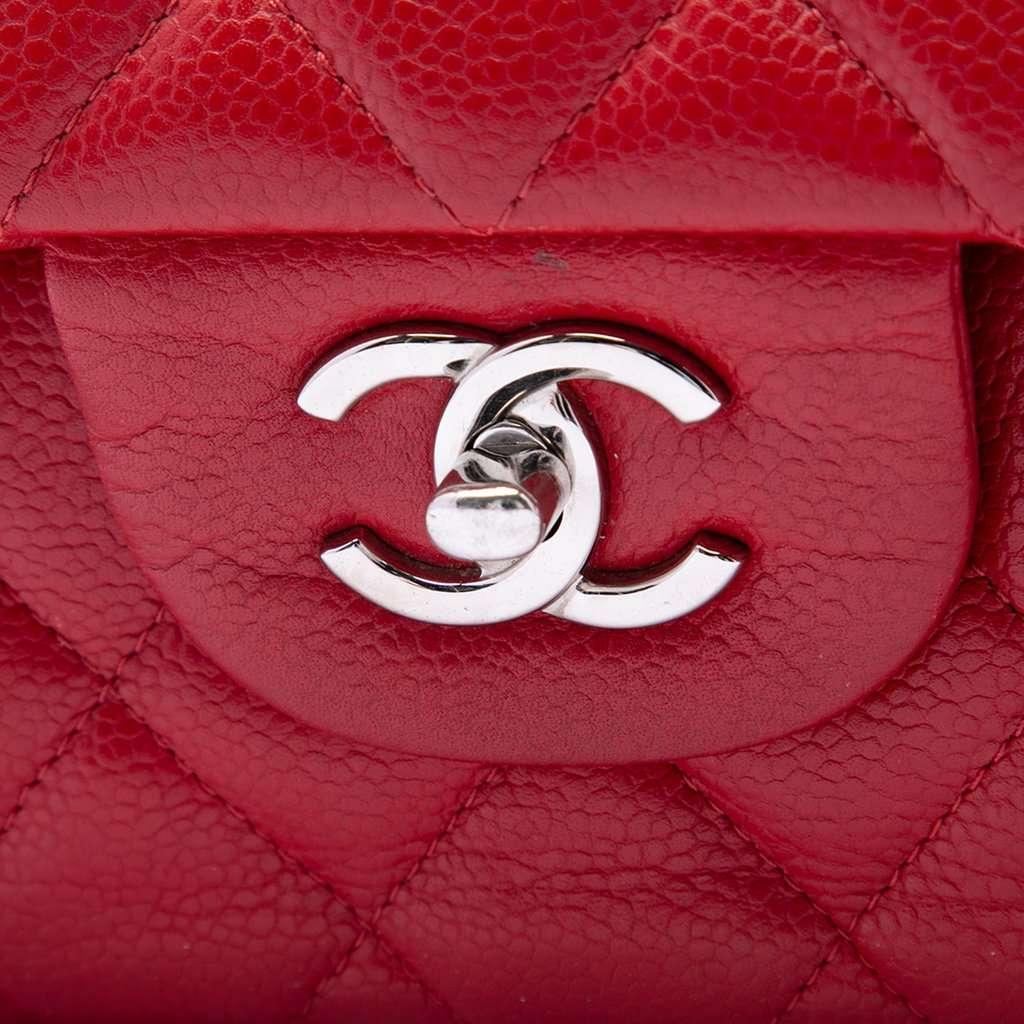 Chanel Jumbo Classic Caviar Double Flap Red Leather Very good condition - Box View