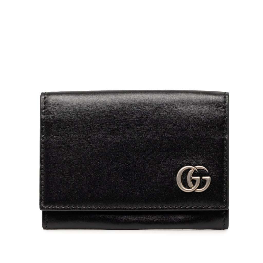Gucci GG Marmont Calfskin Card Case Black Leather Very good - Front View