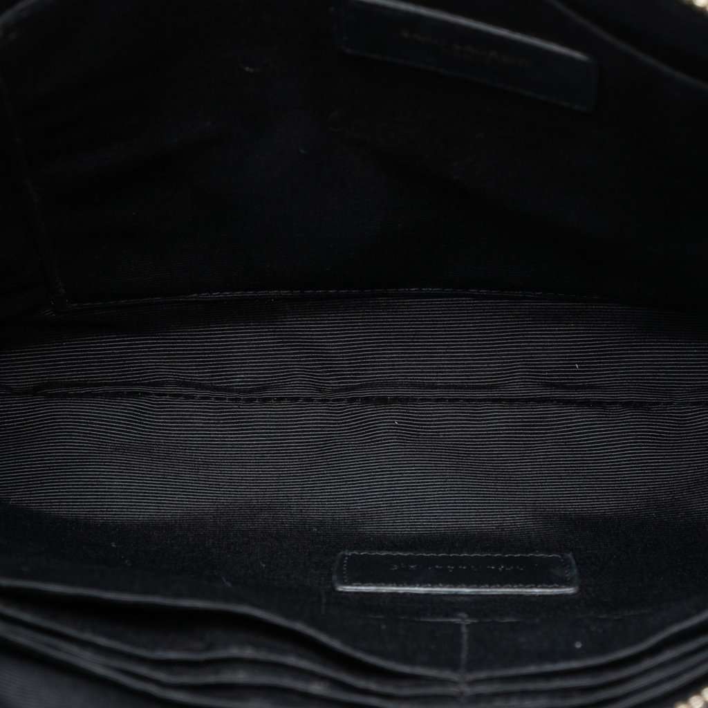 Saint Laurent Chevron Calfskin Monogram Zip A4 Pouch Black Leather Very good condition - Model View