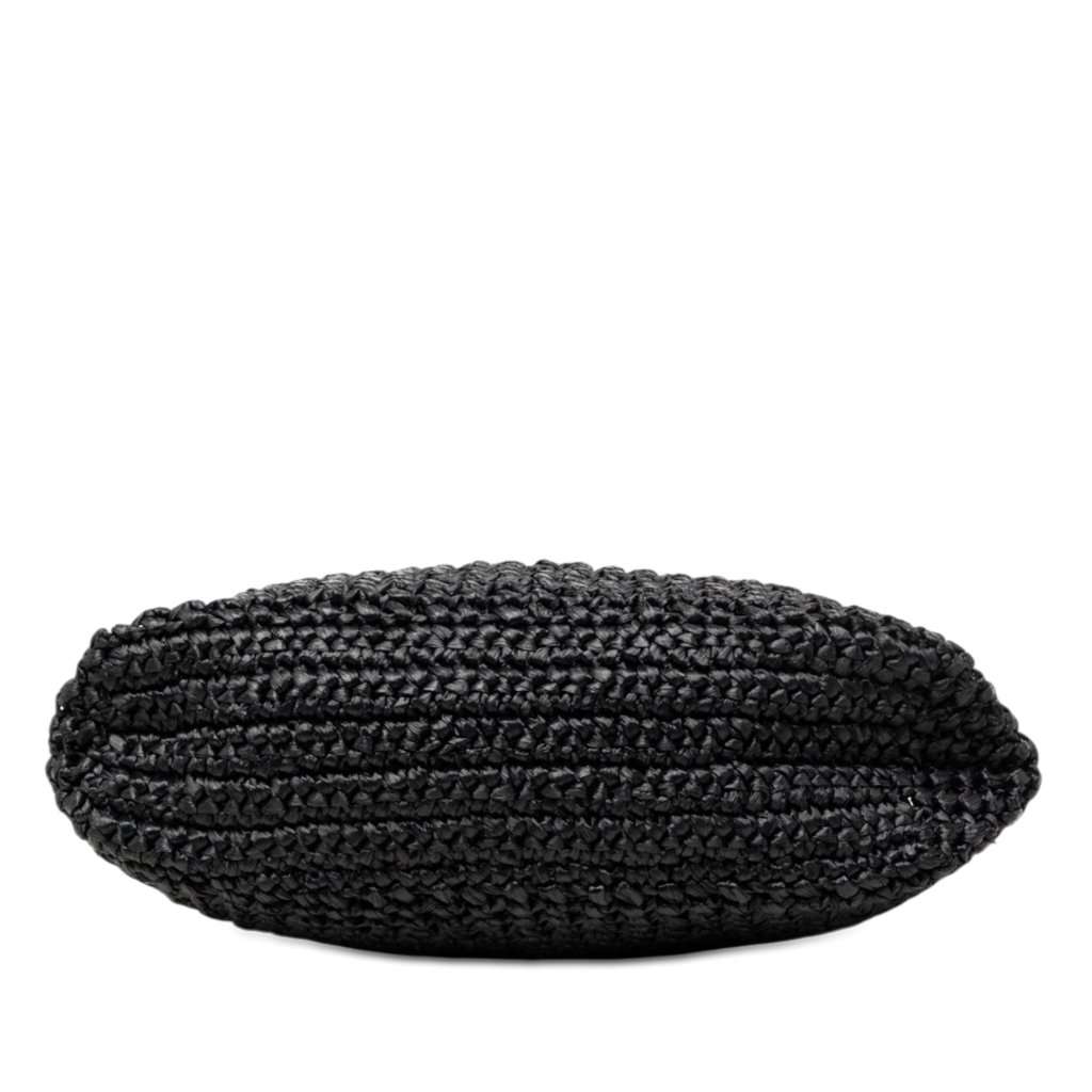 Prada Small Raffia Effect Crochet Embroidered Logo Tote Black Very good - Inside View
