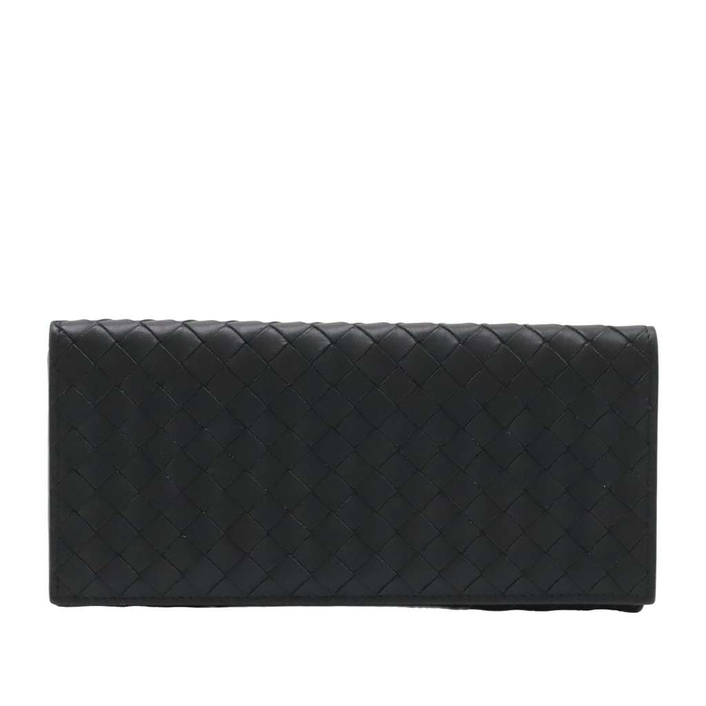 Bottega Veneta Nappa Intrecciato Bifold Long Wallet Black Leather Very good - Front View