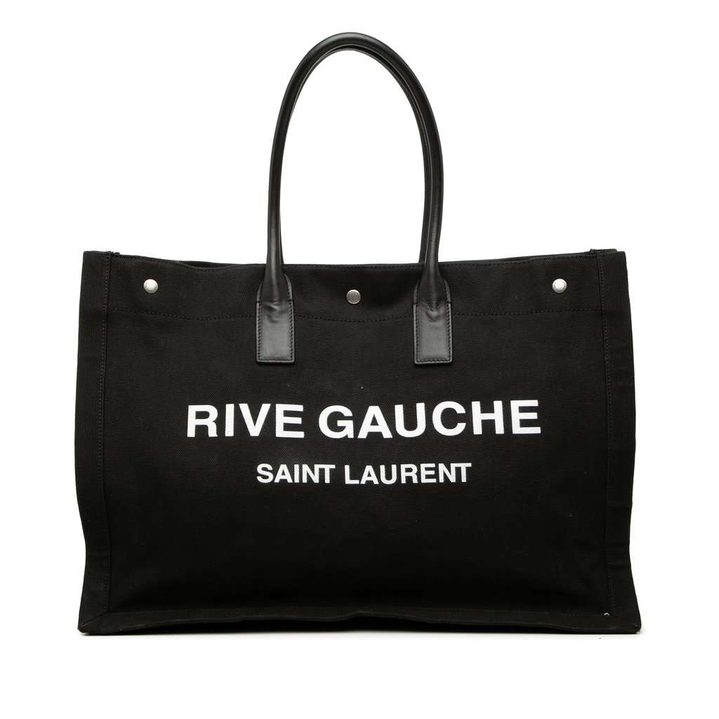 Saint Laurent Large Canvas Rive Gauche Tote Black Very good condition - Front View